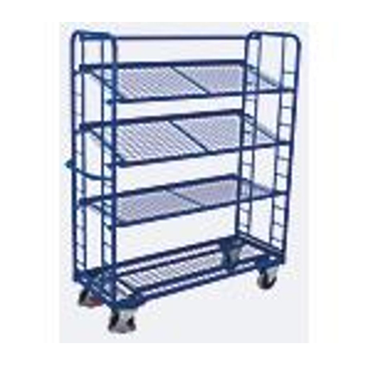 VARIOfit Etagenwagen aus Stahl in Blau mit 4 Etagen und Drahtgitterböden - Bild 5
