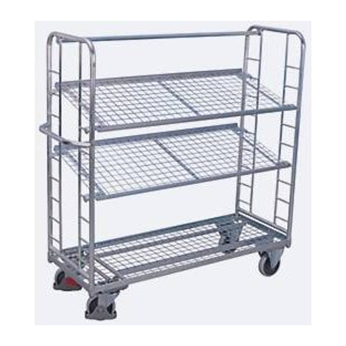 VARIOfit Etagenwagen aus Stahl mit 3 Etagen in Silber, Traglast bis 400 kg, B/H/T: 165 x 65 cm - Bild 3
