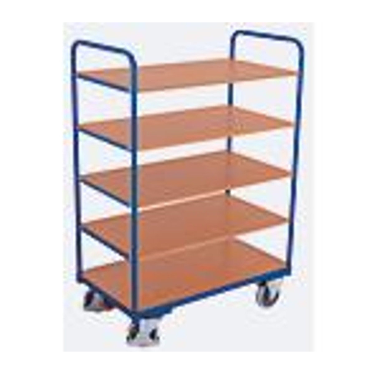 VARIOFIT Etagenwagen EasySTOP aus Stahl und Holzwerkstoff in Enzianblau und Buche-Dekor mit 5 Etagen, B: 85 cm, T: 50 cm - Bild 2