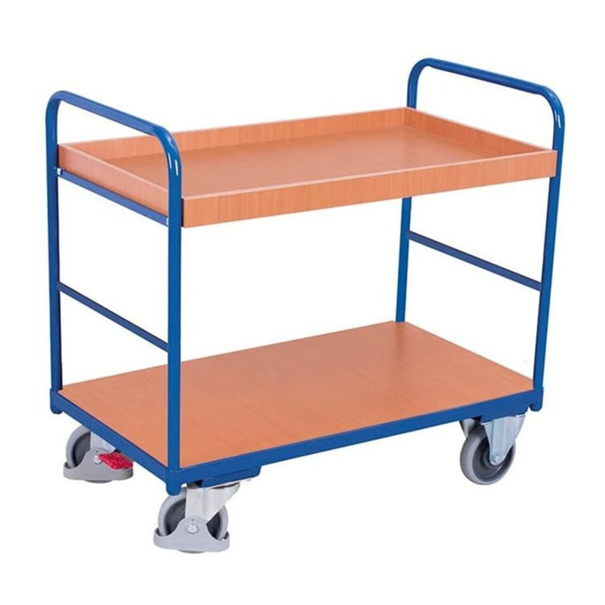 VARIOfit Etagenwagen mit 2 Etagen aus Stahl und Holzwerkstoff in Blau und Buche-Dekor, B/T: 81,5 x 45,5 cm - Bild 1