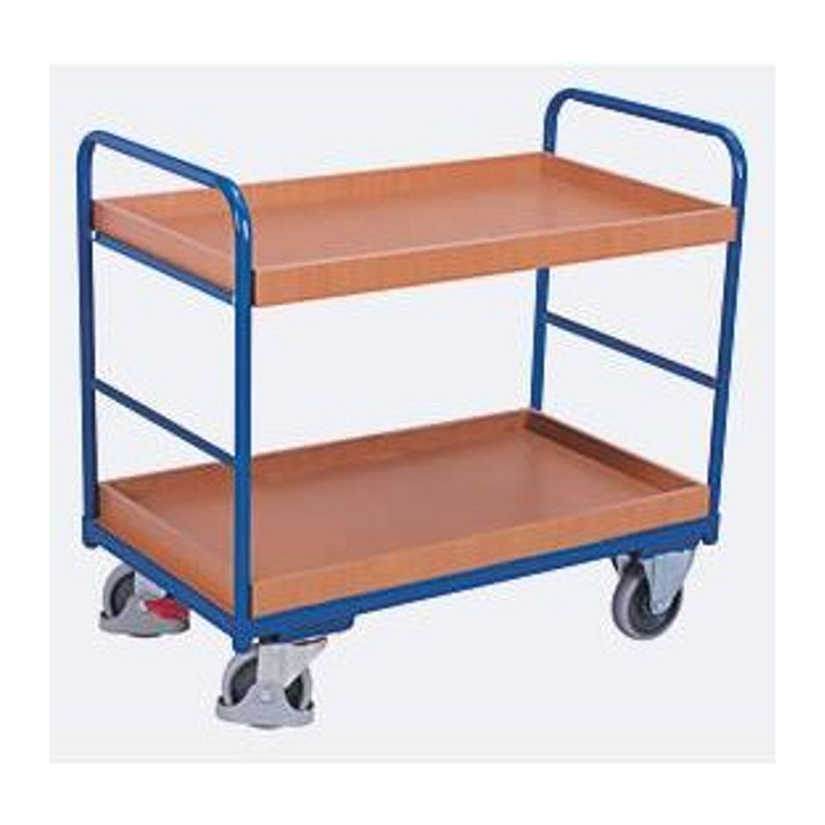 VARIOfit Etagenwagen mit 2 Etagen aus Stahl und Holzwerkstoff in Blau und Buche-Dekor, B/T: 81,5 x 45,5 cm - Bild 4