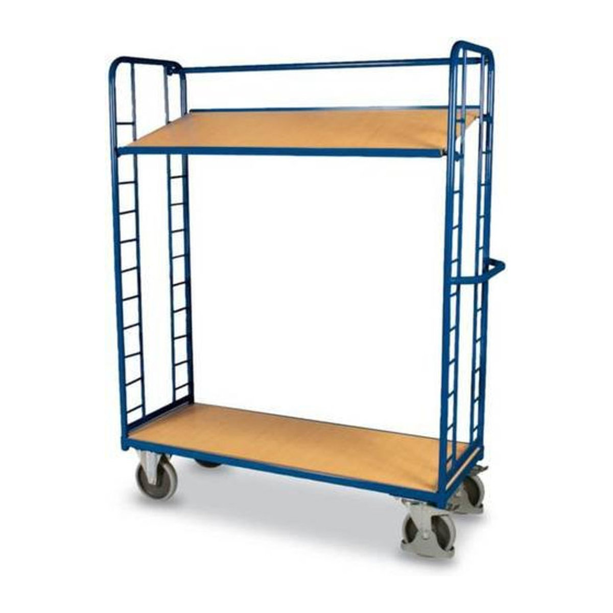 VARIOfit Etagenwagen mit 2 Etagen aus Stahl und MDF-Platte in Enzianblau und Buche-Dekor, Traglast bis 250 kg - Bild 2