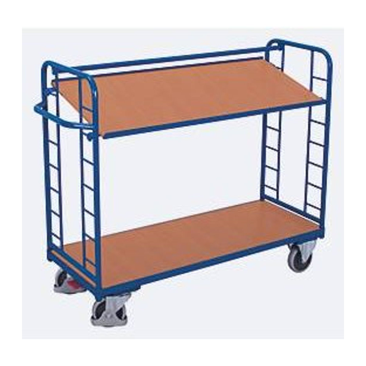 VARIOfit Etagenwagen mit 2 Etagen aus Stahl und MDF-Platte in Enzianblau und Buche-Dekor, Traglast bis 250 kg - Bild 4