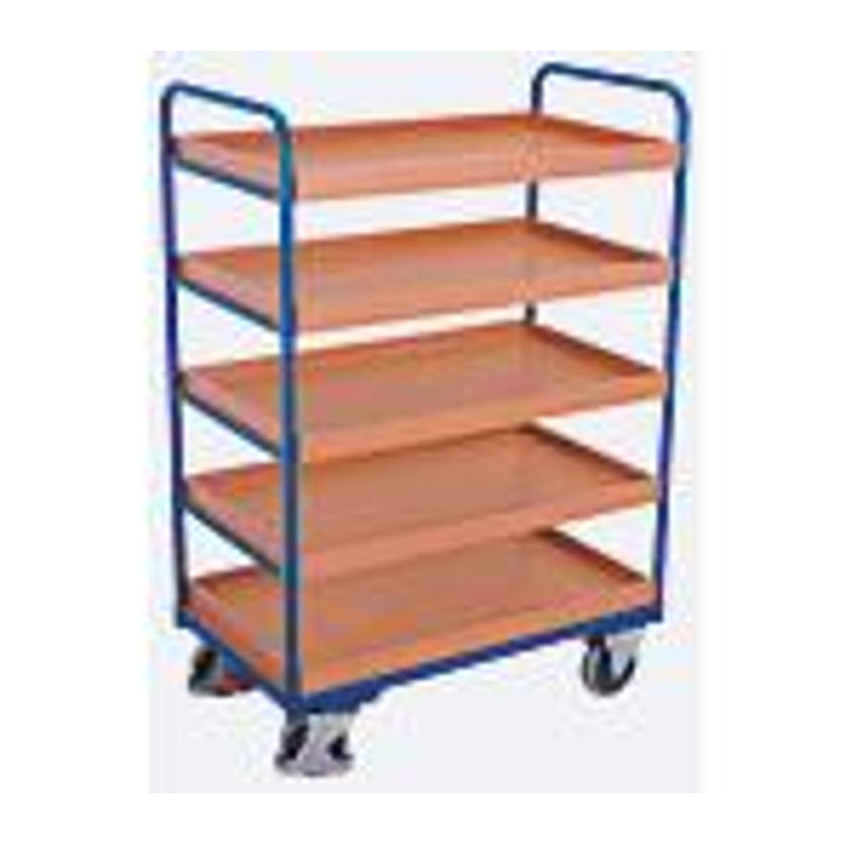 VARIOfit Etagenwagen mit 5 Etagen aus Stahl und MDF-Platte in Blau und Buche-Dekor, B/T: 81,5 x 45,5 cm - Bild 5