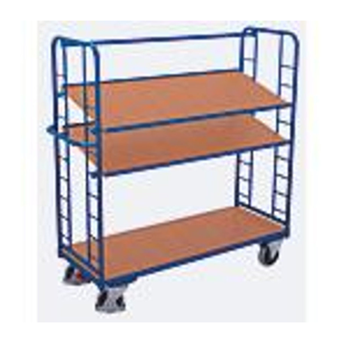 VARIOfit Etagenwagen SW-640.201 aus Stahl und MDF mit 3 Etagen in Enzianblau und Buche-Dekor, Traglast bis 400 kg - Bild 4