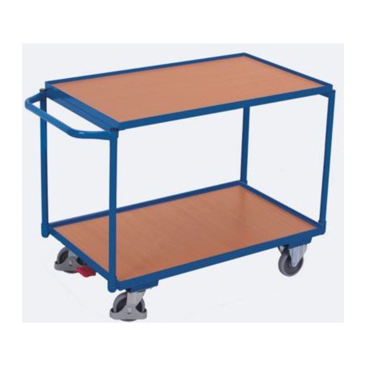 VARIOfit SW-500.501 Tischwagen aus Stahl und MDF mit 2 Etagen in Enzianblau und Buche-Dekor, B: 50,5 cm, L: 83,5 cm, Traglast bis 250 kg - Bild 2