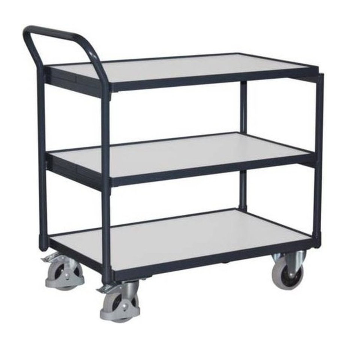 VARIOfit SW-500.657 ESD Tischwagen aus Stahl und Holzwerkstoff in Graphitgrau mit 3 Etagen, B: 505 mm, L: 835 mm, Traglast bis 250 kg - Bild 1