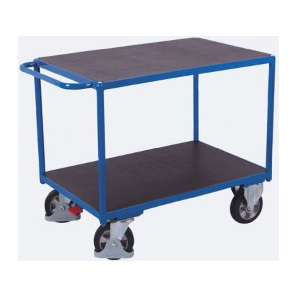 VARIOfit SW-800.502 Schwerlast-Tischwagen aus Stahl und Siebdruckplatte mit 2 Etagen, Enzianblau, B: 800 mm, L: 1195 mm, Traglast bis 1000 kg - Bild 2