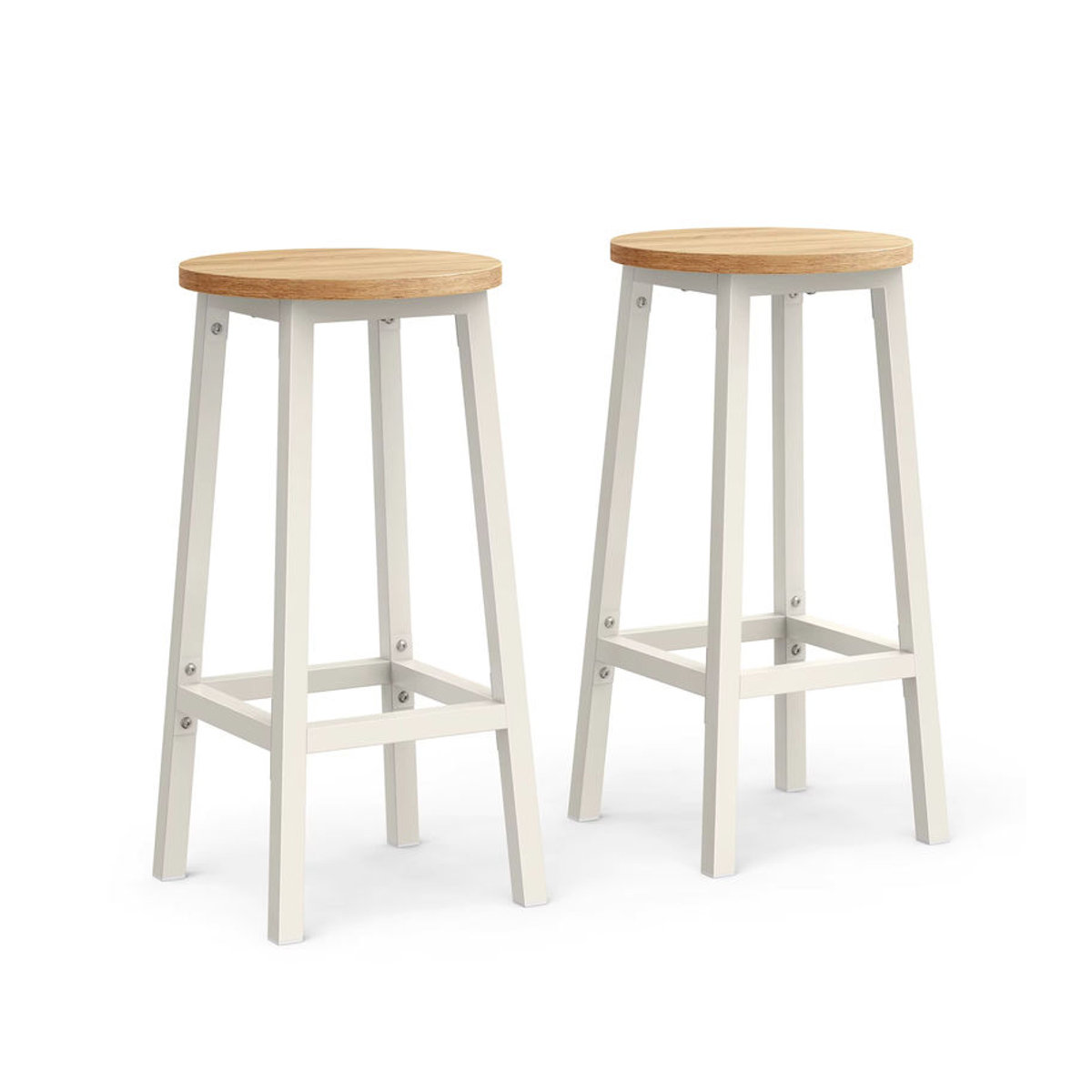 VASAGLE Barhocker Set aus 2 Stück im skandinavischen Design in Eichenbeige-Weiß und Schwarz/Weiß - Bild 2
