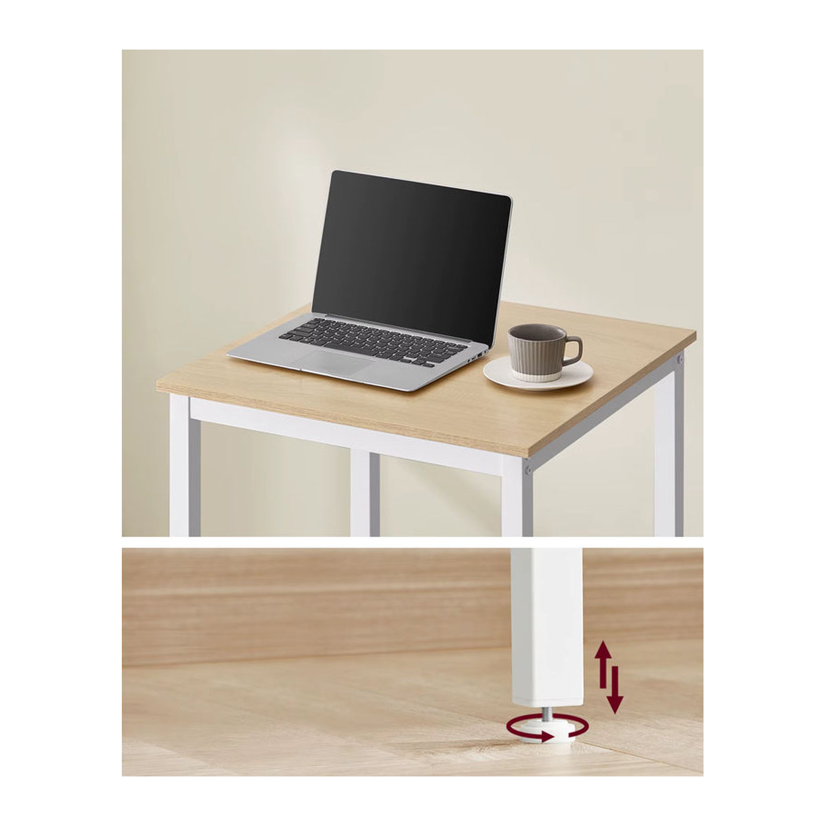 VASAGLE Bartisch als moderner Stehtisch mit Stahlgestell und Holzwerkstoff, B/T/H: 60 x 60 x 92 cm, minimalistisches Design in Weiß/Schwarz - Bild 4