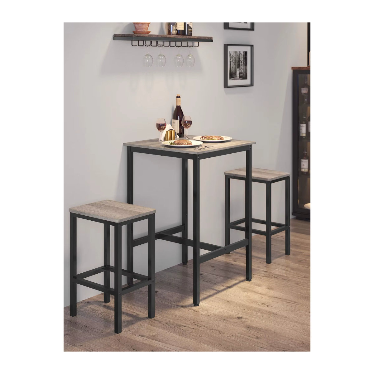 VASAGLE Bartisch und Stehtisch im Industrial Design, Schwarz/Grau, B/T/H: 60 x 60 x 92 cm - Bild 4