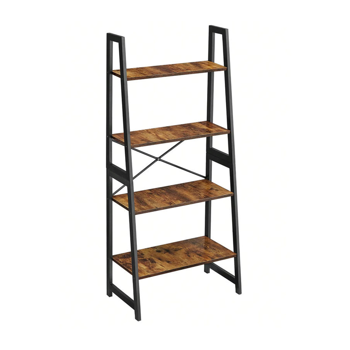 VASAGLE Bücherregal aus Bambus in Braun im Industrial Design mit 4 Ebenen als freistehendes Leiterregal - Bild 2