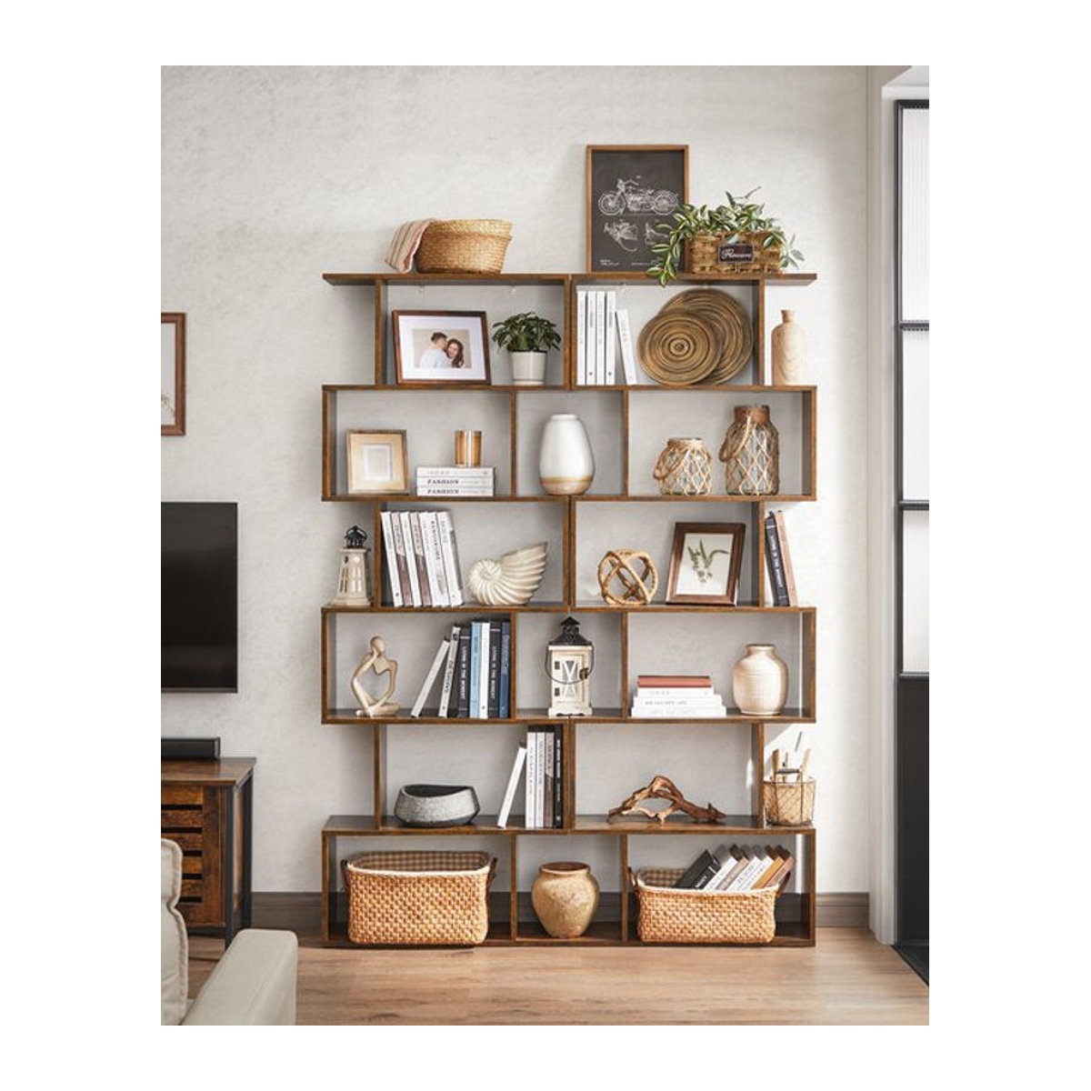 VASAGLE Bücherregal im Industrial Design, modern und freistehend, Braun - Bild 1