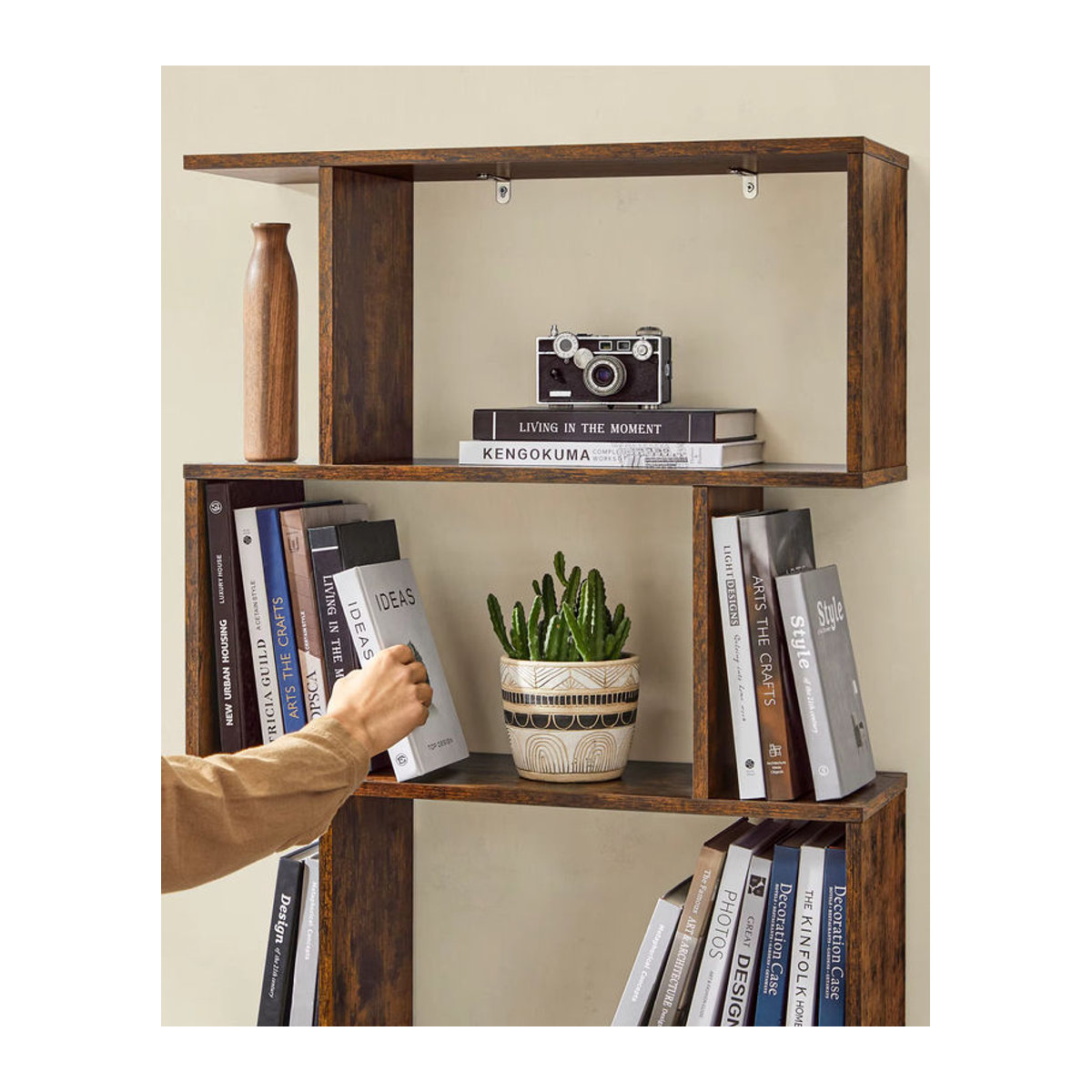 VASAGLE Bücherregal im Industrial Design, modern und freistehend, Braun - Bild 4