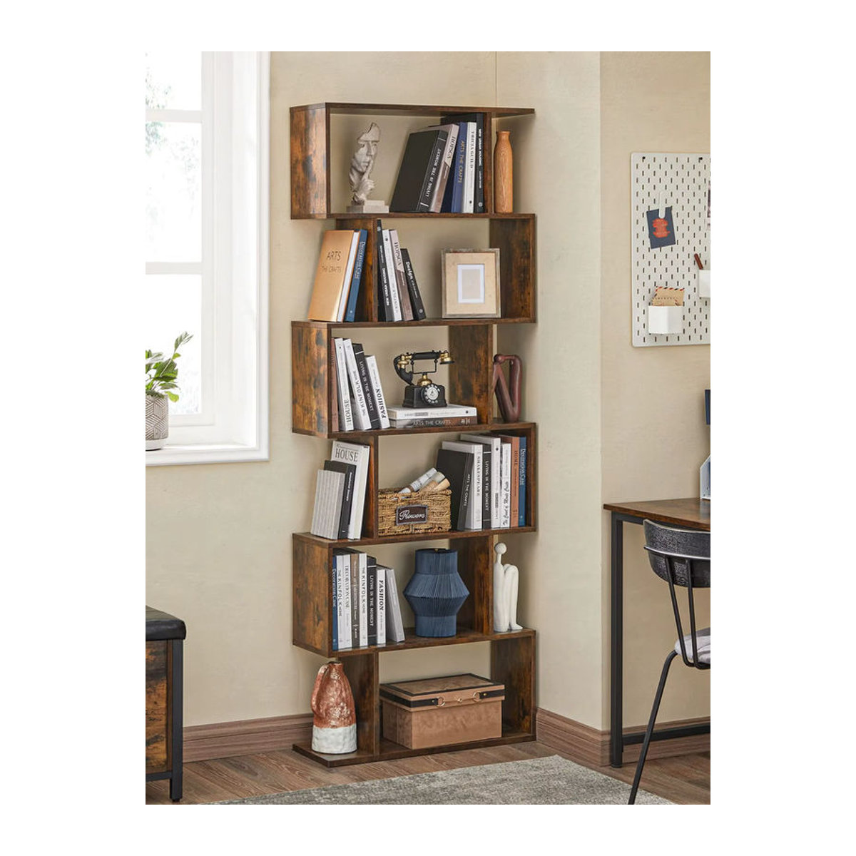 VASAGLE Bücherregal im Industrial Design, modern und freistehend, Braun - Bild 7