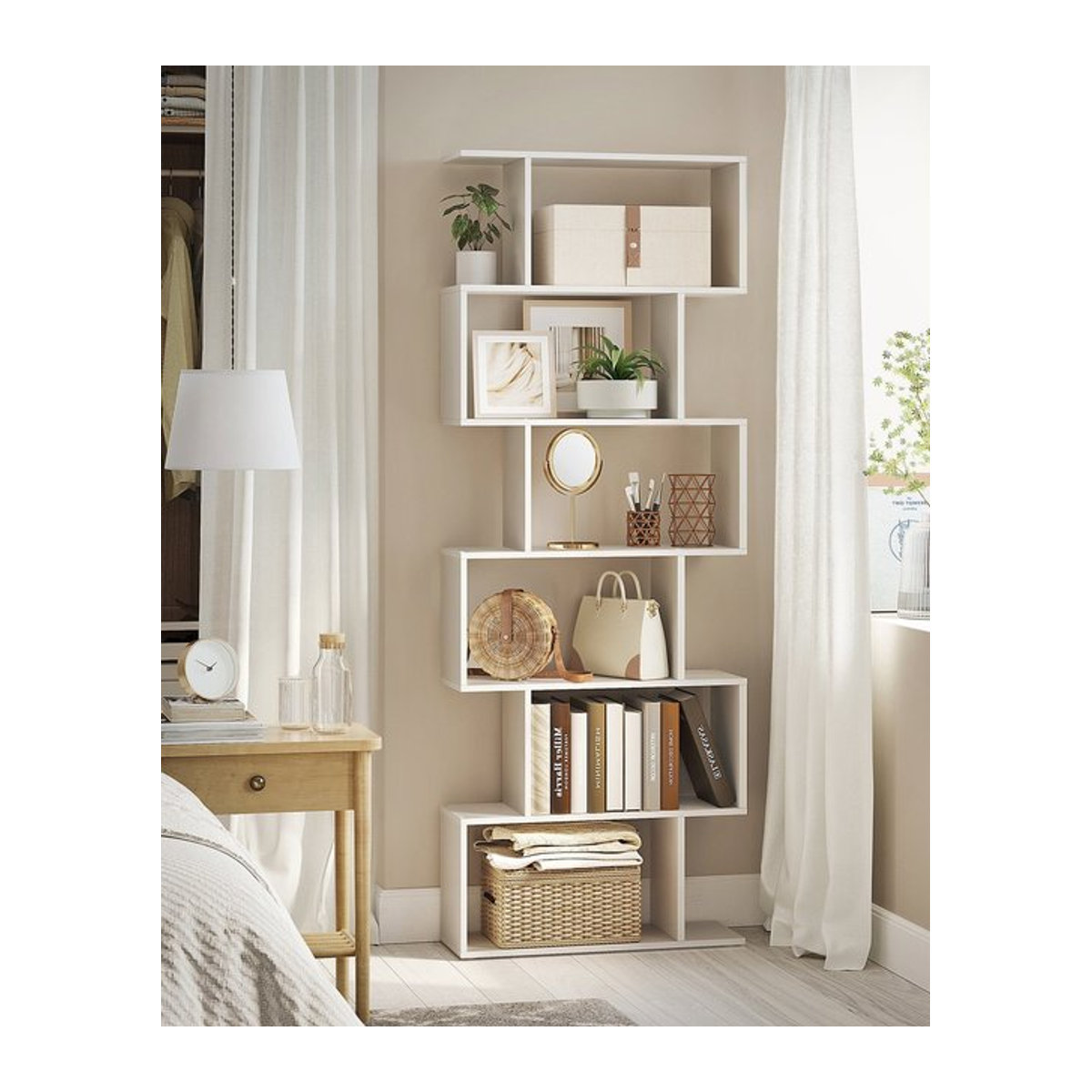 VASAGLE Bücherregal in Weiß mit 6 Ebenen, minimalistisches freistehendes Standregal und Dekoregal - Bild 1