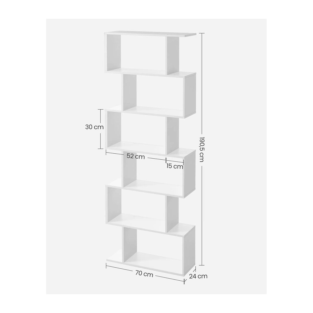 VASAGLE Bücherregal in Weiß mit 6 Ebenen, minimalistisches freistehendes Standregal und Dekoregal - Bild 3