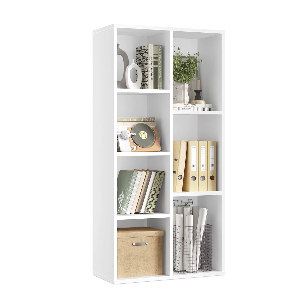 VASAGLE Bücherregal in Weiß mit 7 Fächern im minimalistischen Design als freistehendes Standregal für Wohnzimmer, Büro oder Kinderzimmer - Bild 3