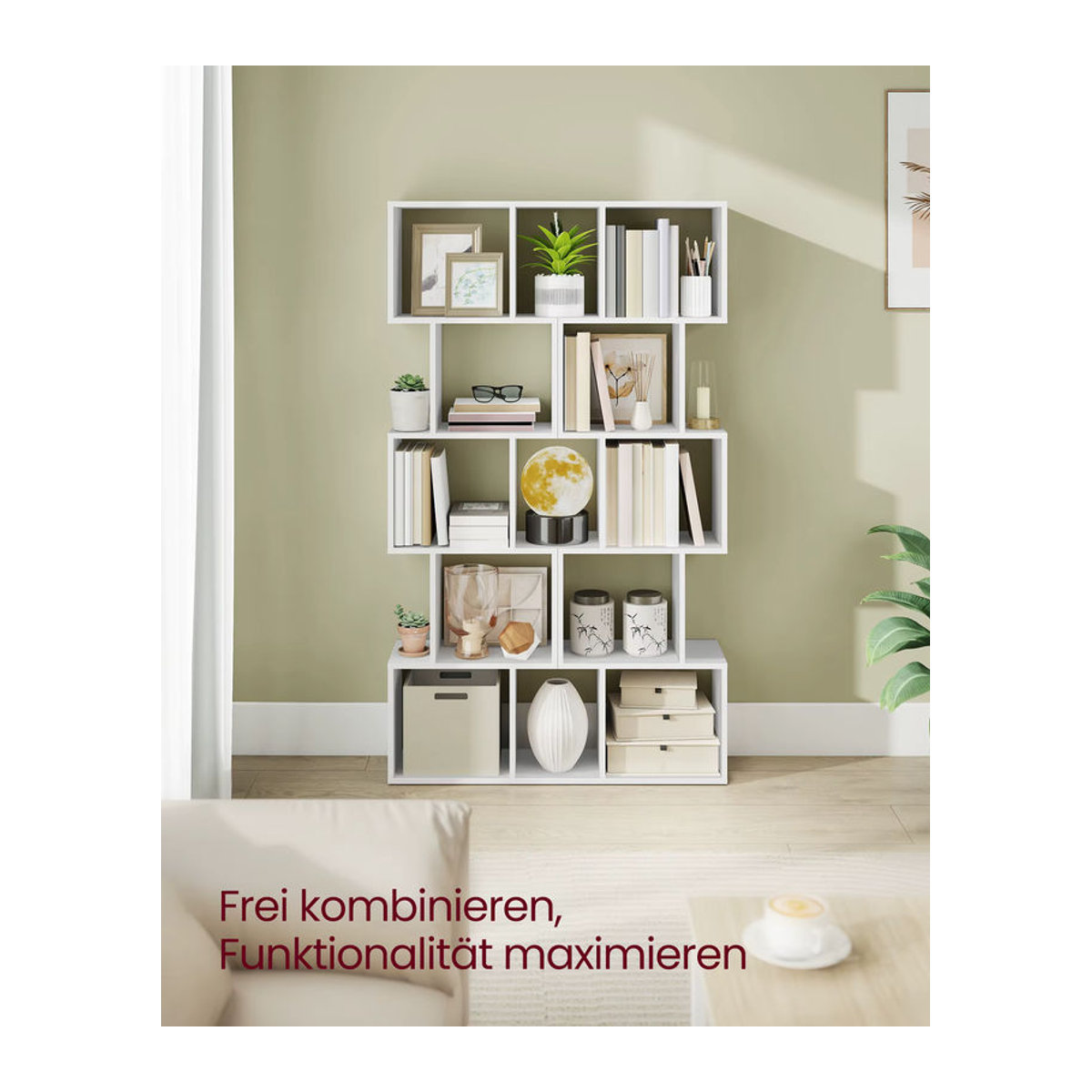 VASAGLE Bücherregal in Weiß, modernes Standregal mit 5 Ebenen, H x B x T: 159 x 24 x 40 cm - Bild 3