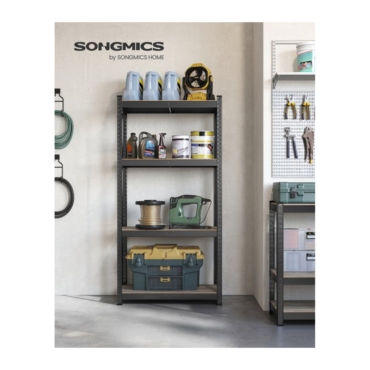 VASAGLE Bücherregal Industrial Design aus Metall in Schwarz/Weiß - Bild 1