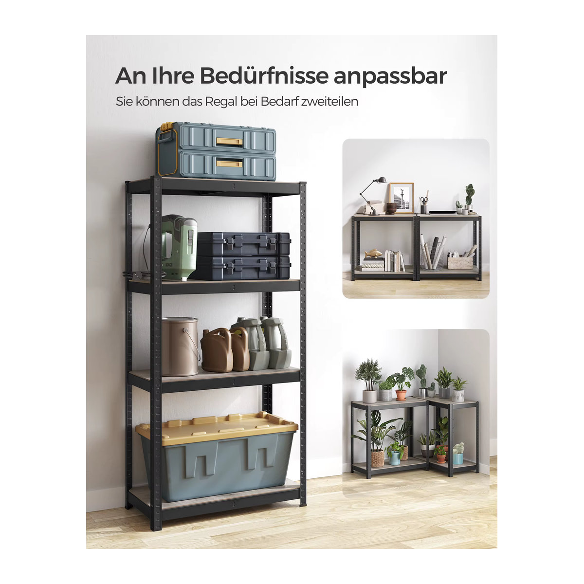 VASAGLE Bücherregal Industrial Design aus Metall in Schwarz/Weiß - Bild 5