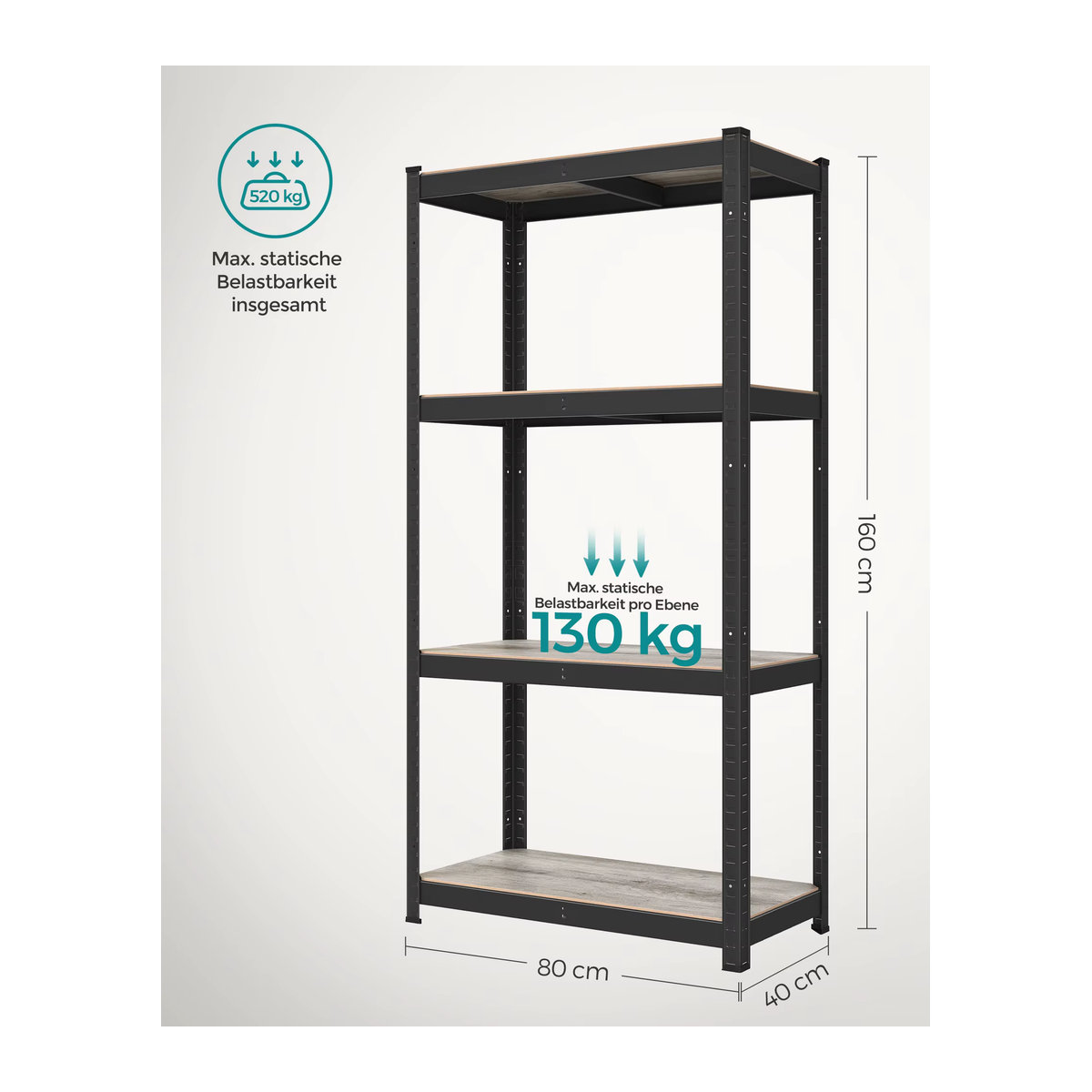 VASAGLE Bücherregal Industrial Design aus Metall in Schwarz/Weiß - Bild 6