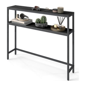 VASAGLE Konsolentisch im Industrial Design mit 2 Ablagen aus Metall, Schwarz/Anthrazit, B/T/H: 100 x 20 x 80 cm