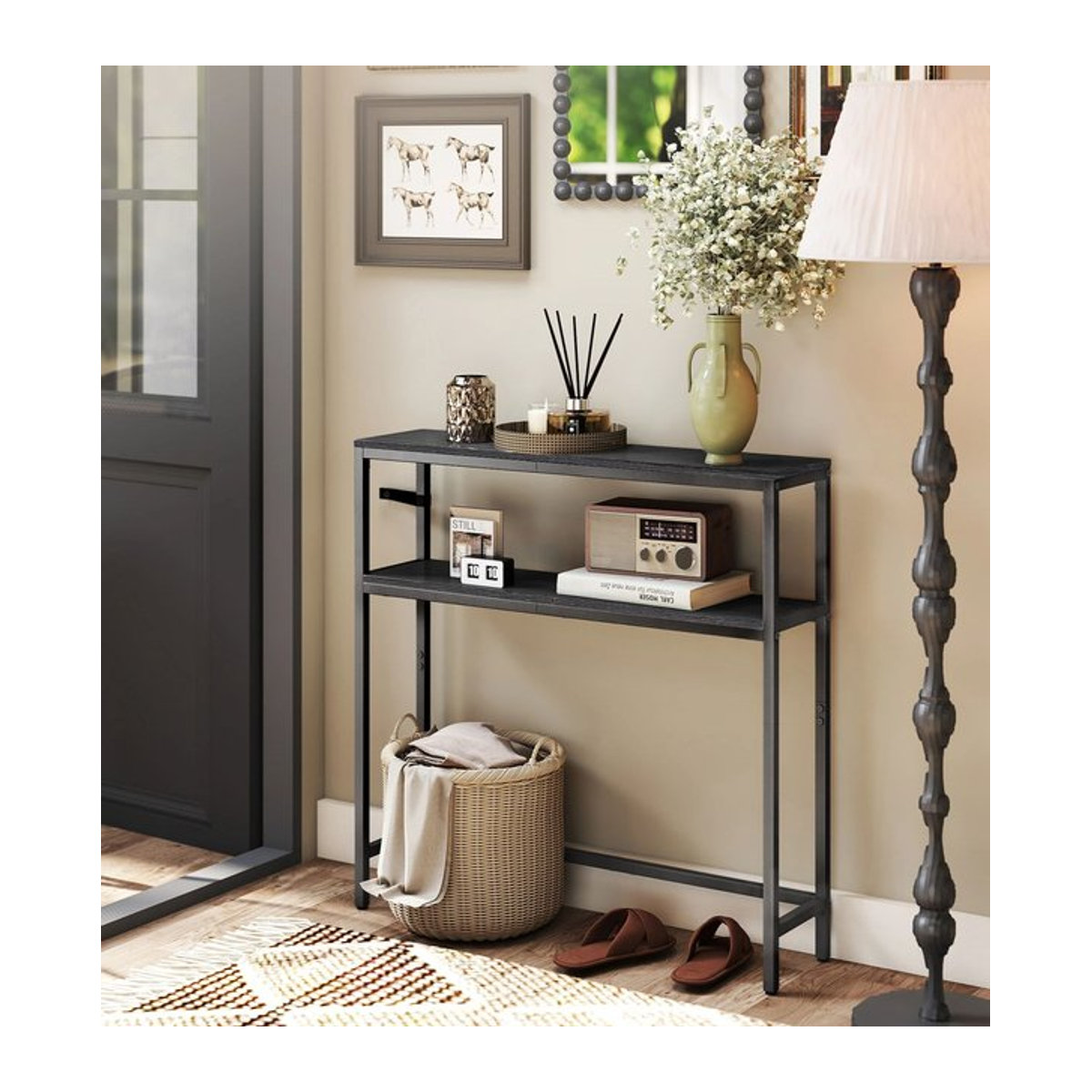 VASAGLE Konsolentisch im Industrial Design mit 2 Ablagen, Schwarz, Rechteckig - Bild 1