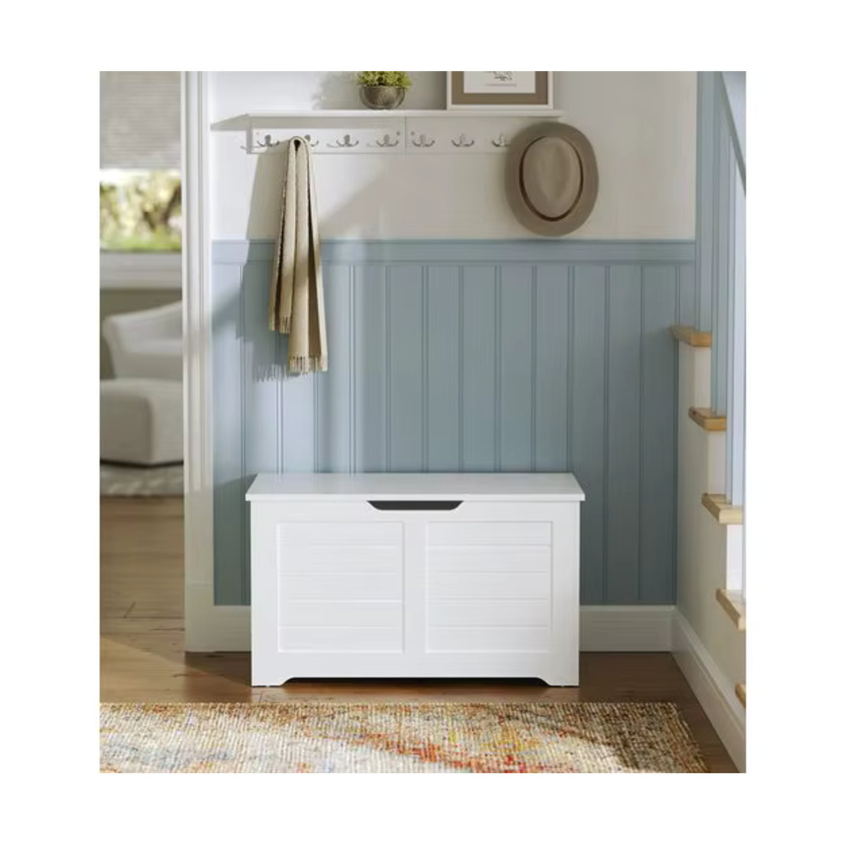 VASAGLE Sitzbank als Spielzeugtruhe im Landhausstil, Farbe: Weiß, B/T/H: 80 x 40 x 46 cm oder 100 x 40 x 46 cm - Bild 2