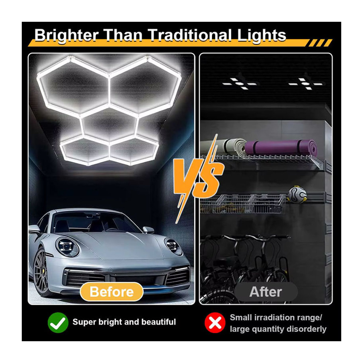 VASTFIRE LED Deckenlampe in Wabenform für Garage und Werkstatt, Kaltweiß, Weiß - Bild 4
