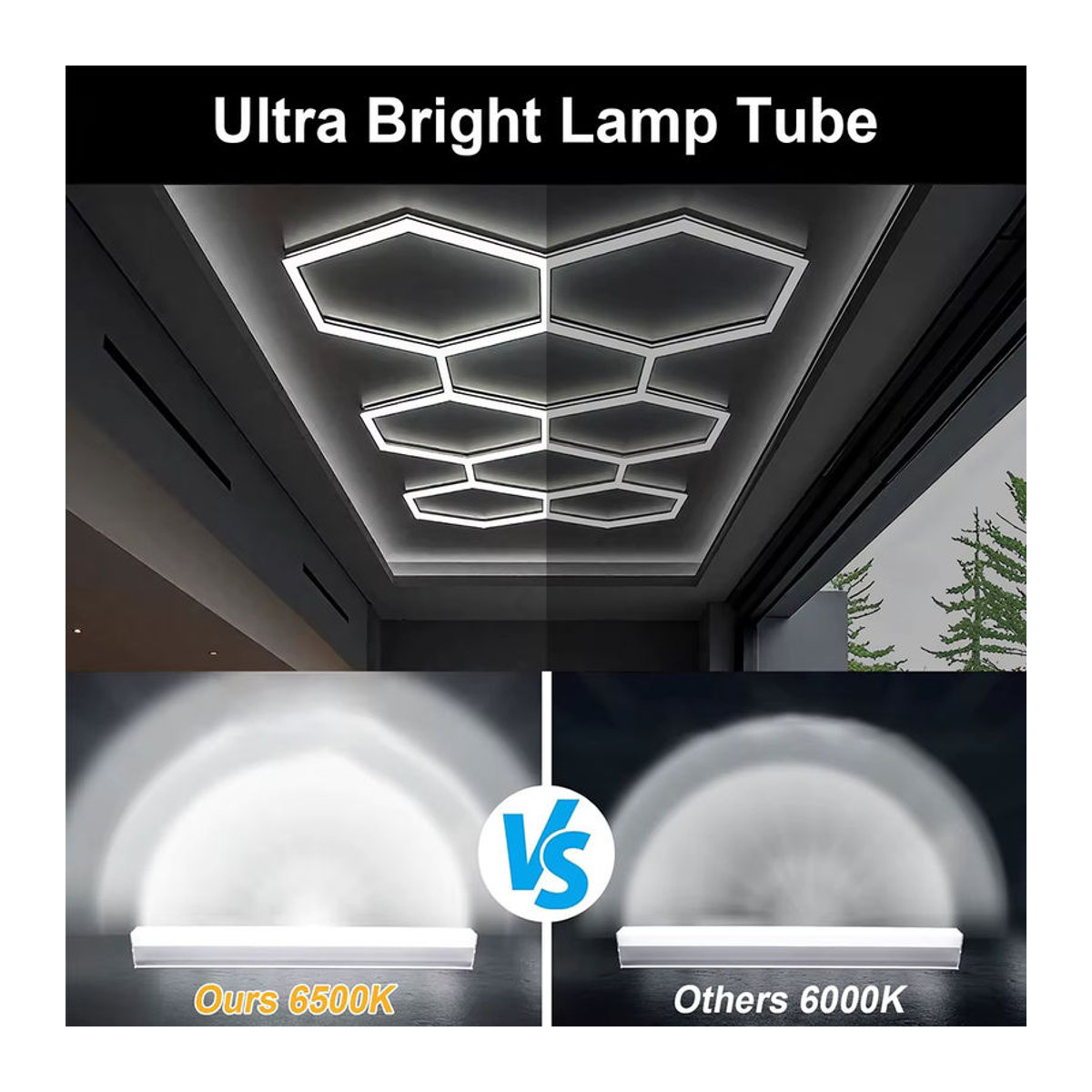 VASTFIRE LED Deckenlampe in Wabenform für Garage und Werkstatt, Kaltweiß, Weiß - Bild 5