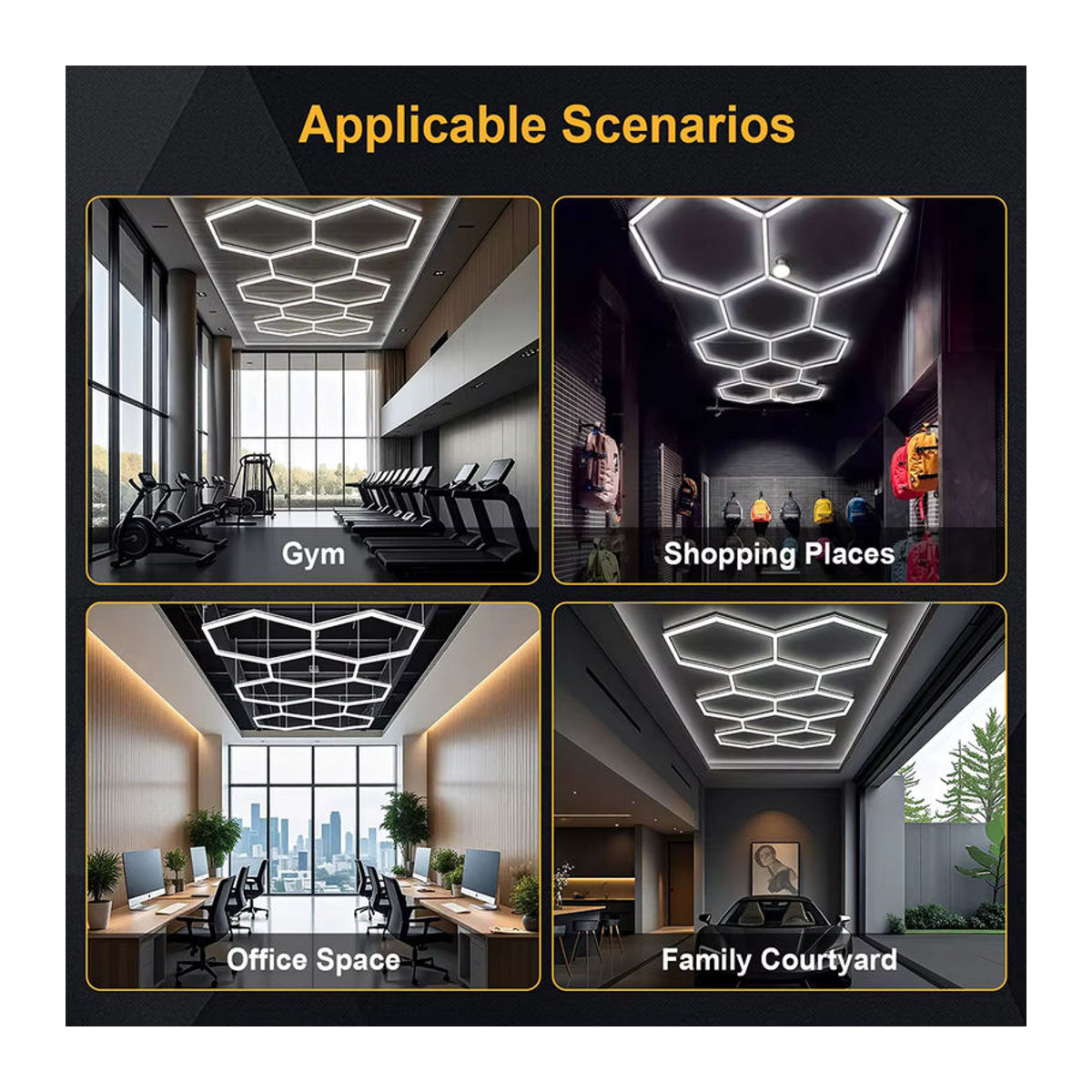 VASTFIRE LED Deckenlampe in Wabenform für Garage und Werkstatt, Kaltweiß, Weiß - Bild 6