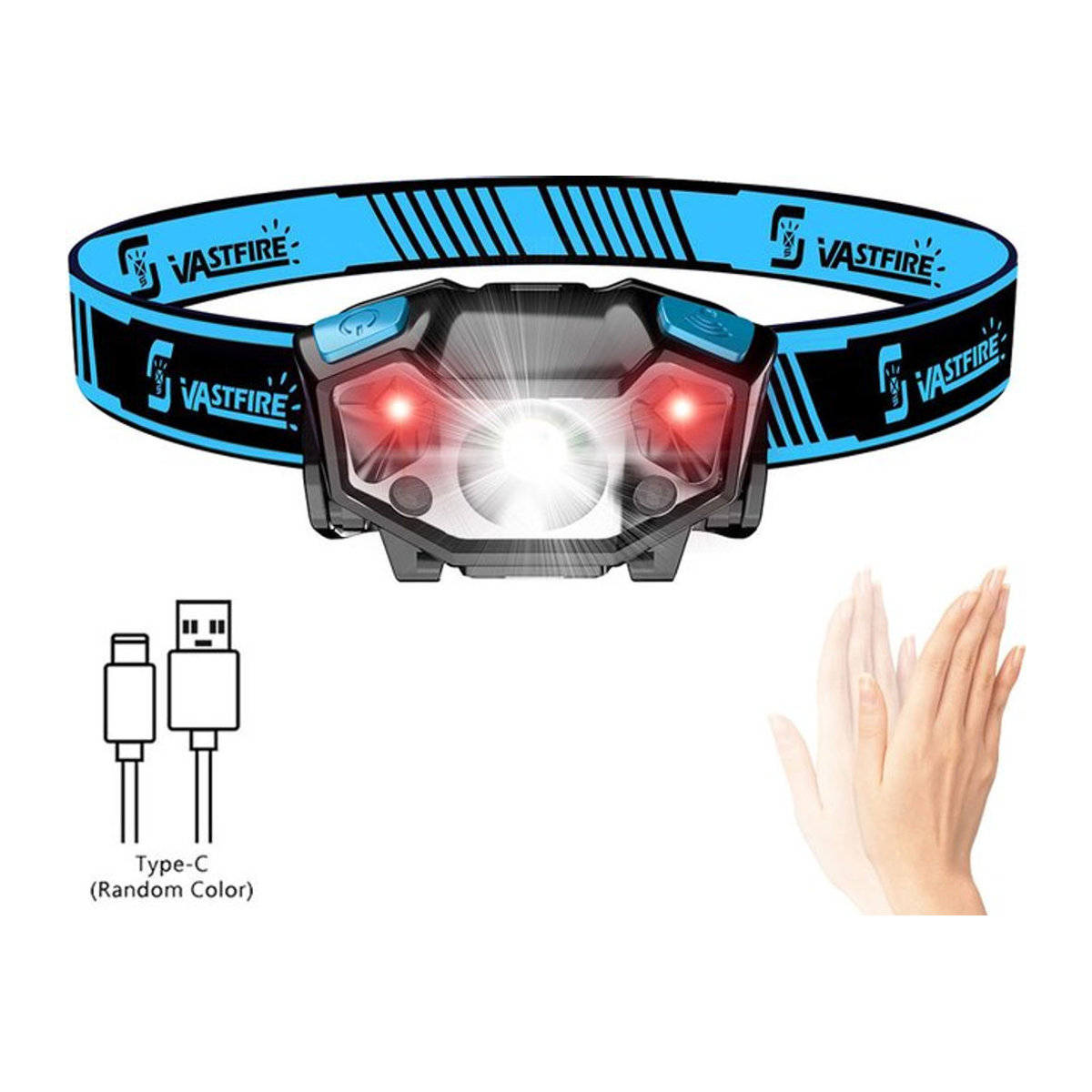 VASTFIRE LED-Scheinwerfer mit Bewegungsmelder und ultrahellem weißem sowie rotem Licht für Camping, Angeln und Outdoor - Bild 1