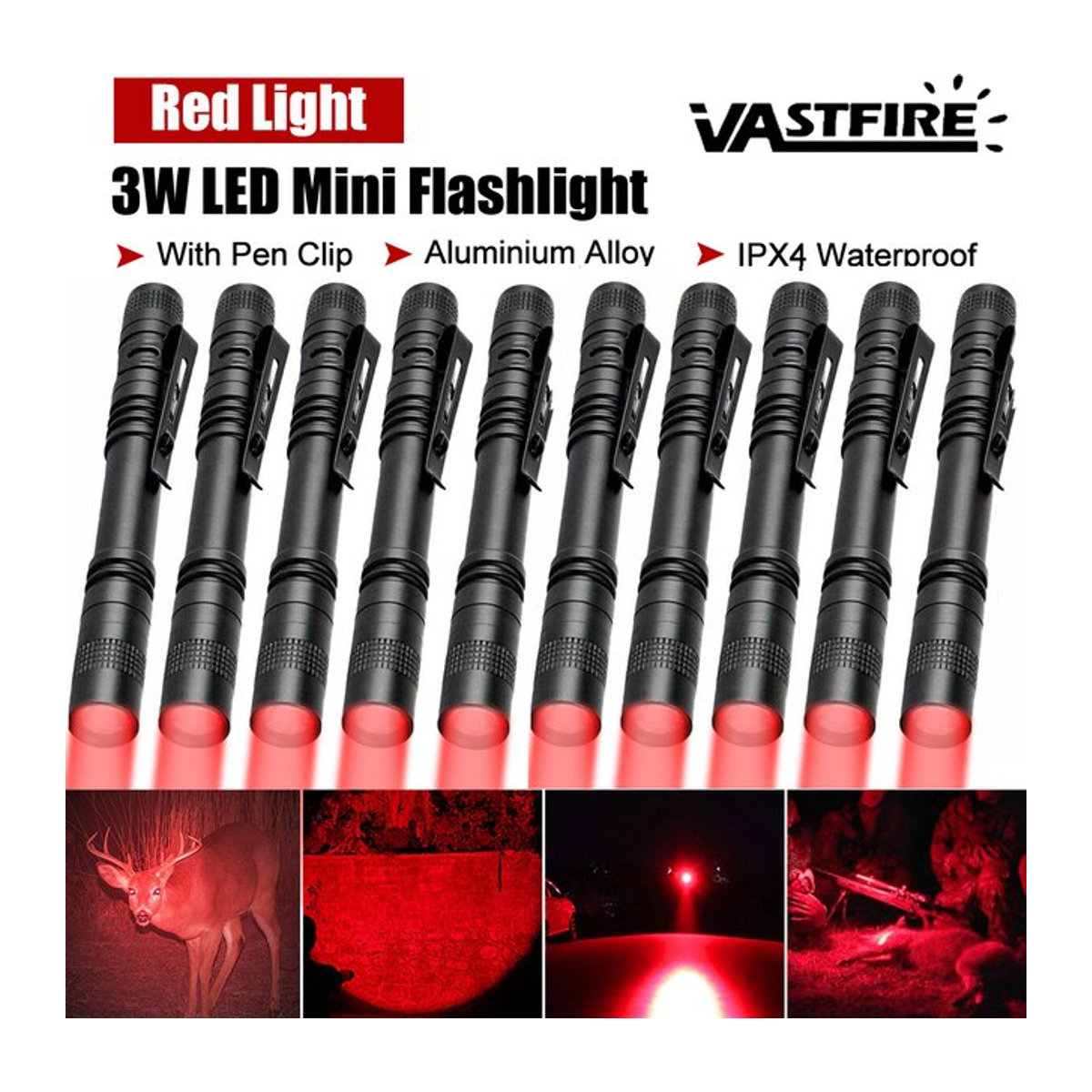 VASTFIRE Mini-LED-Stiftleuchte mit rotem Licht für Camping und Outdoor - Bild 1