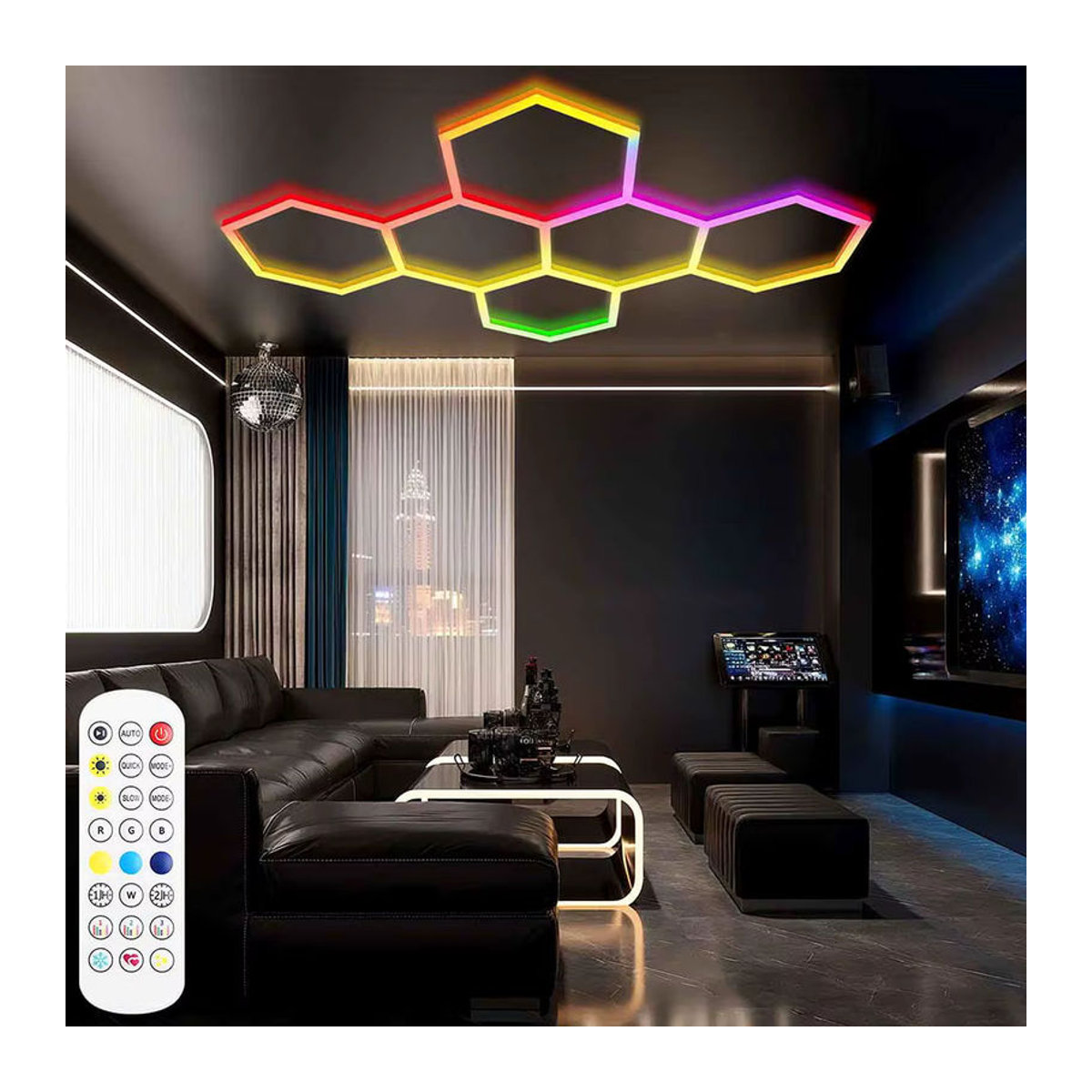 VASTFIRE RGB Waben-Deckenleuchte in sechseckiger Form mit mehrfarbiger Einstellung für moderne Beleuchtung - Bild 3