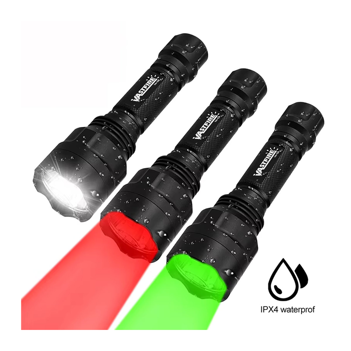 VASTFIRE Taktische LED Taschenlampe C8 in Grün, Rot und Weiß inklusive 18650 Akku, Ladegerät, Fernbedienung und Zielfernrohr-Halterung - Bild 2