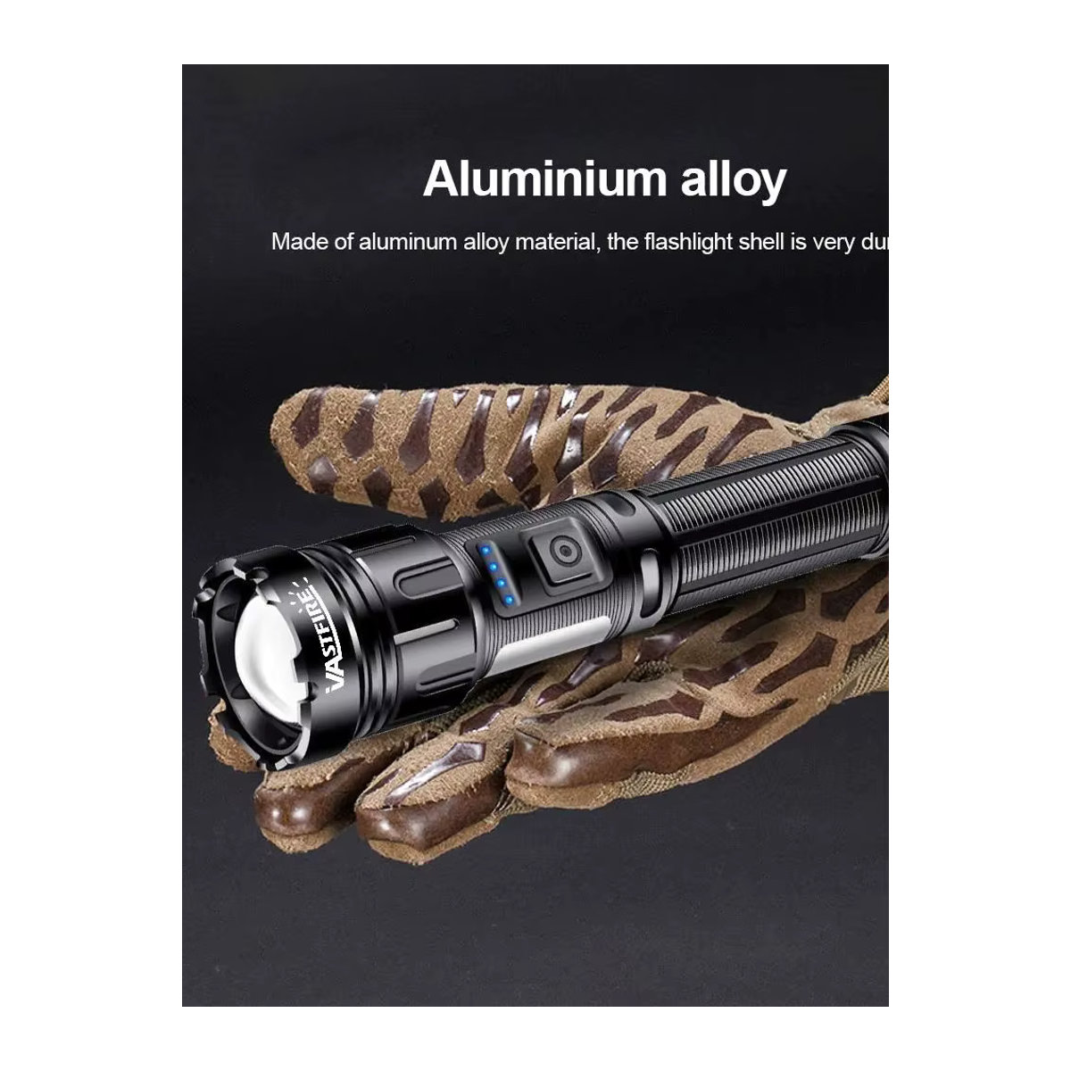 VASTFIRE Taktische Typ-C LED und UV Taschenlampe, wiederaufladbare superhelle Campinglampe - Bild 7