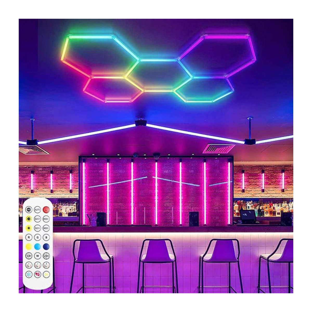 VASTFIRE Waben-Sechskant LED Garagenleuchte RGBW Bunt Modern - Bild 1