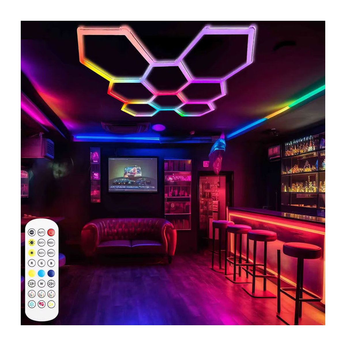 VASTFIRE Waben-Sechskant LED Garagenleuchte RGBW Bunt Modern - Bild 2