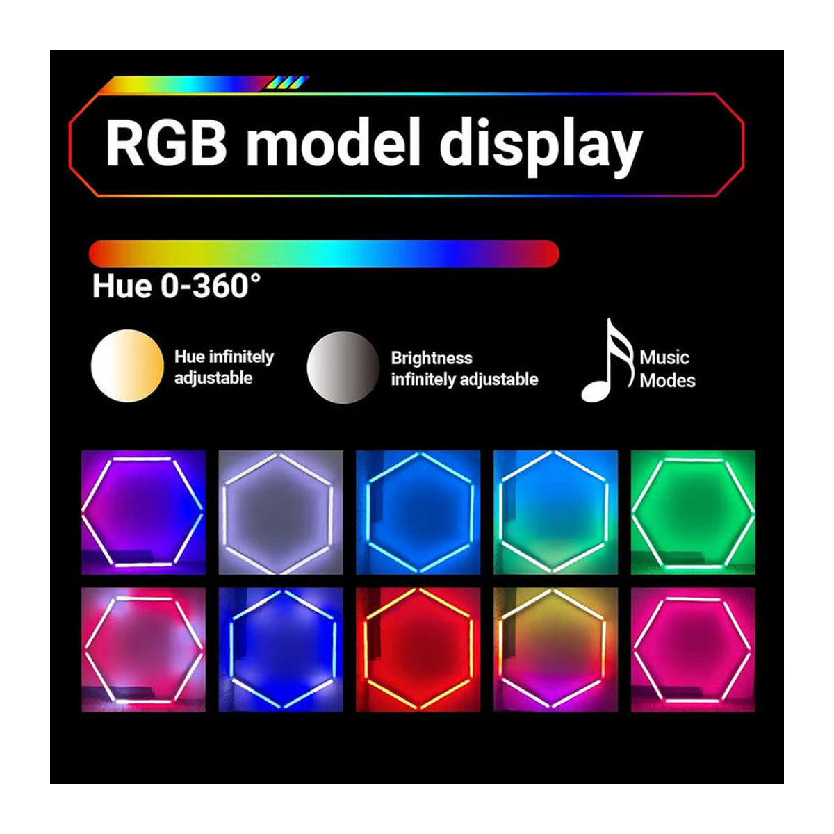 VASTFIRE Waben-Sechskant LED Garagenleuchte RGBW Bunt Modern - Bild 3