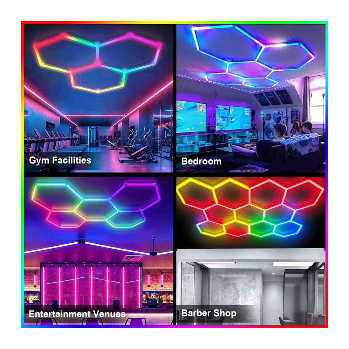 VASTFIRE Waben-Sechskant LED Garagenleuchte RGBW Bunt Modern - Bild 5