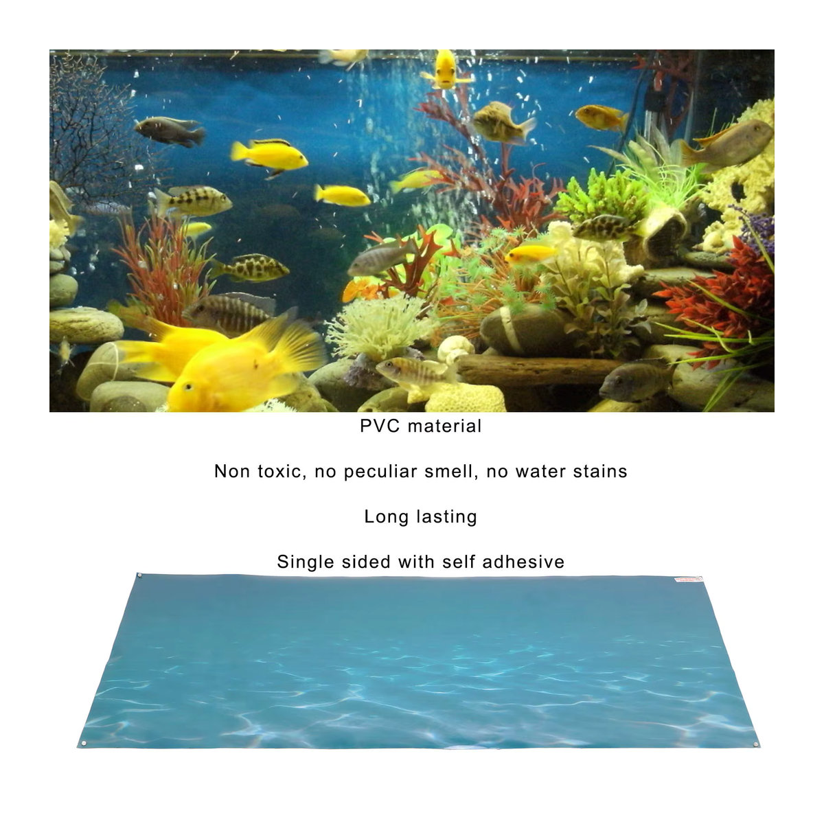 VBESTLIFE Aquarium Hintergrund Aufkleber mit 3D Meer Muster in Blau, selbstklebender PVC Wandaufkleber für dein Aquarium - Bild 2
