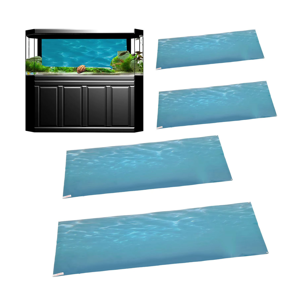 VBESTLIFE Aquarium Hintergrund Aufkleber mit 3D Meer Muster in Blau, selbstklebender PVC Wandaufkleber für dein Aquarium - Bild 3