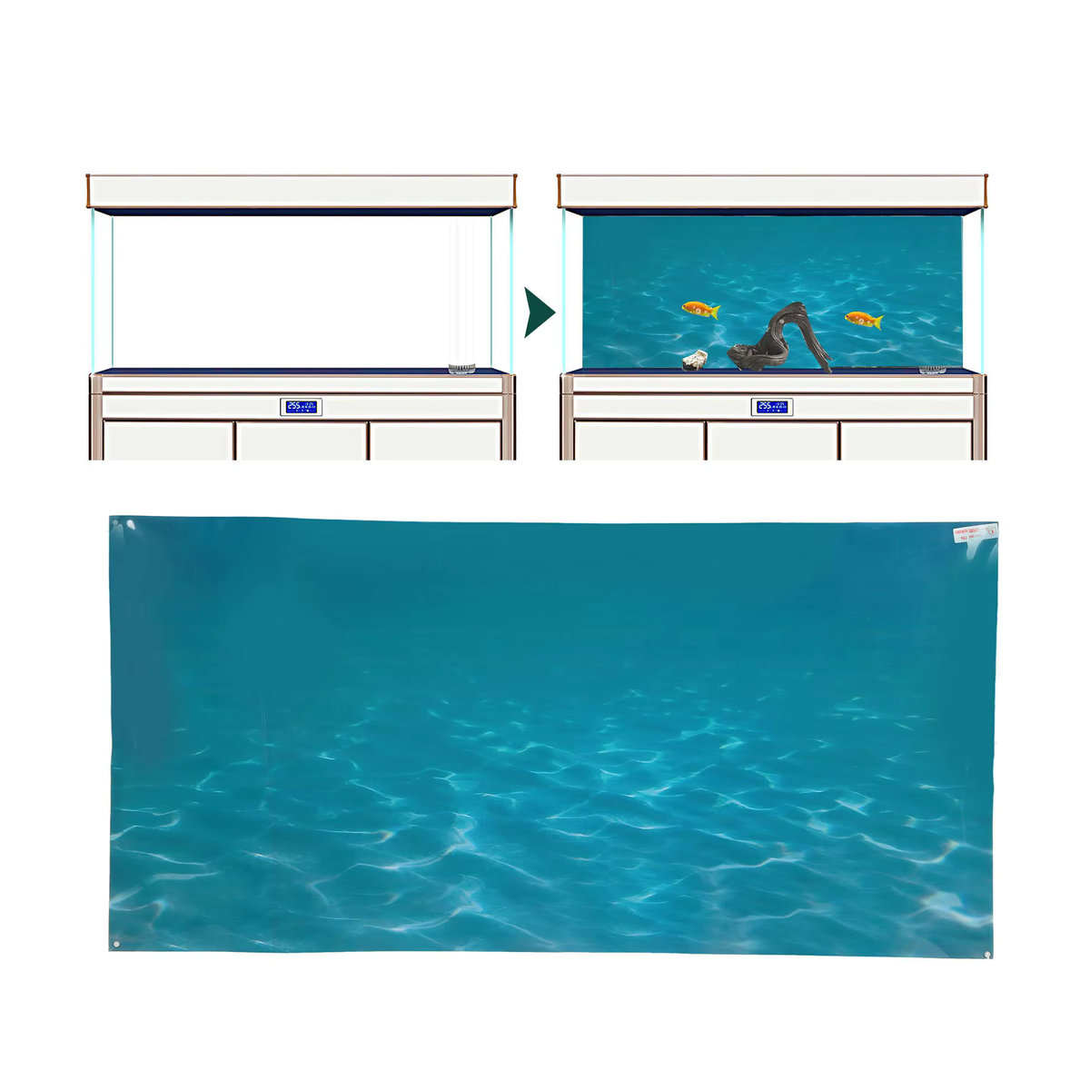 VBESTLIFE Aquarium Hintergrund Aufkleber mit 3D Meer Muster in Blau, selbstklebender PVC Wandaufkleber für dein Aquarium - Bild 4