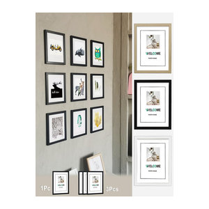 VCC Bilderrahmen aus Holz für Wandmontage oder Tischaufstellung, rechteckig, minimalistisches Design, Farben: Braun oder Schwarz, Format: 10 x 15 cm