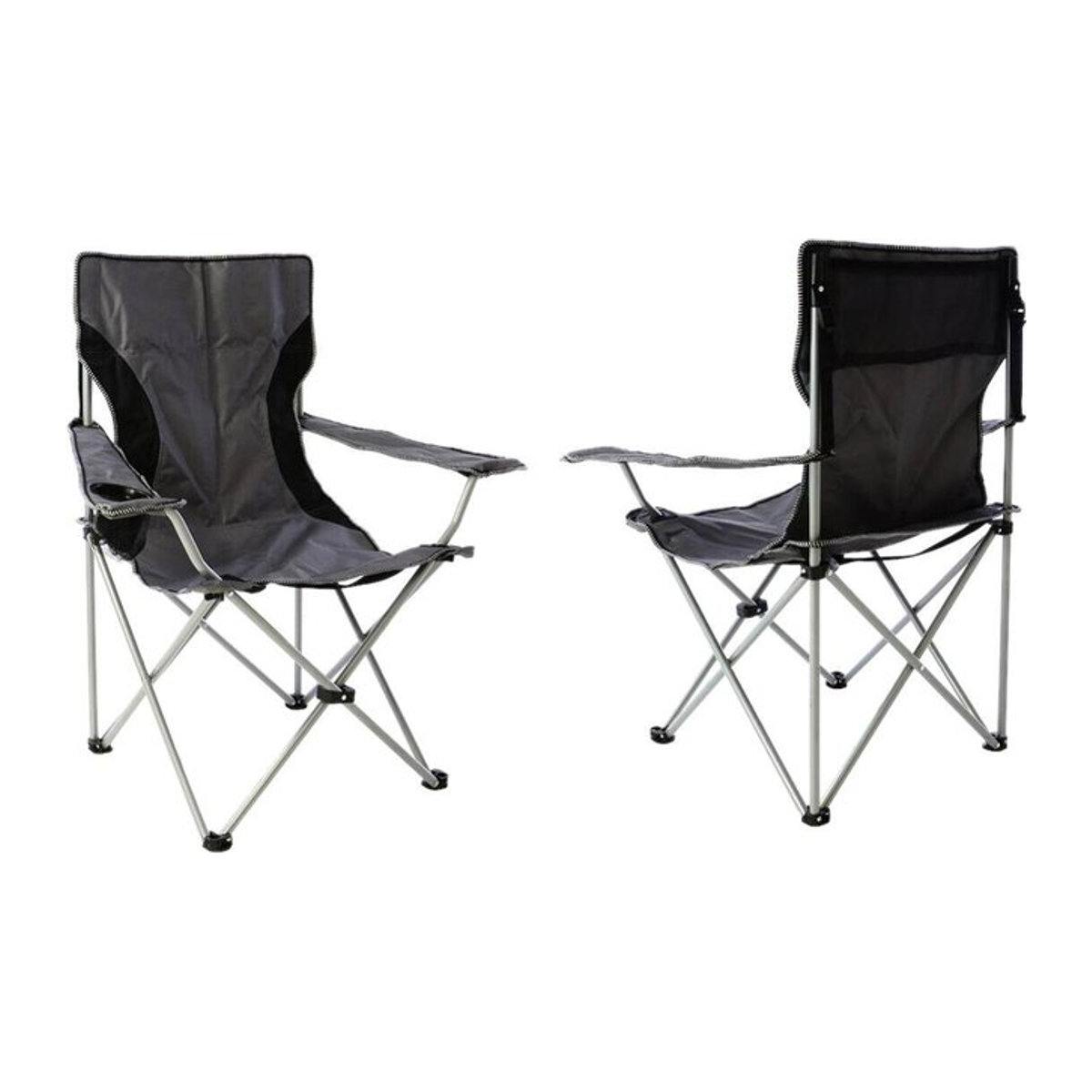 VCM 2er Set Campingstühle mit Armlehnen und Getränkehalter, grau schwarz, Metall, B/T/H: 47 x 47 x 90 cm - Bild 1
