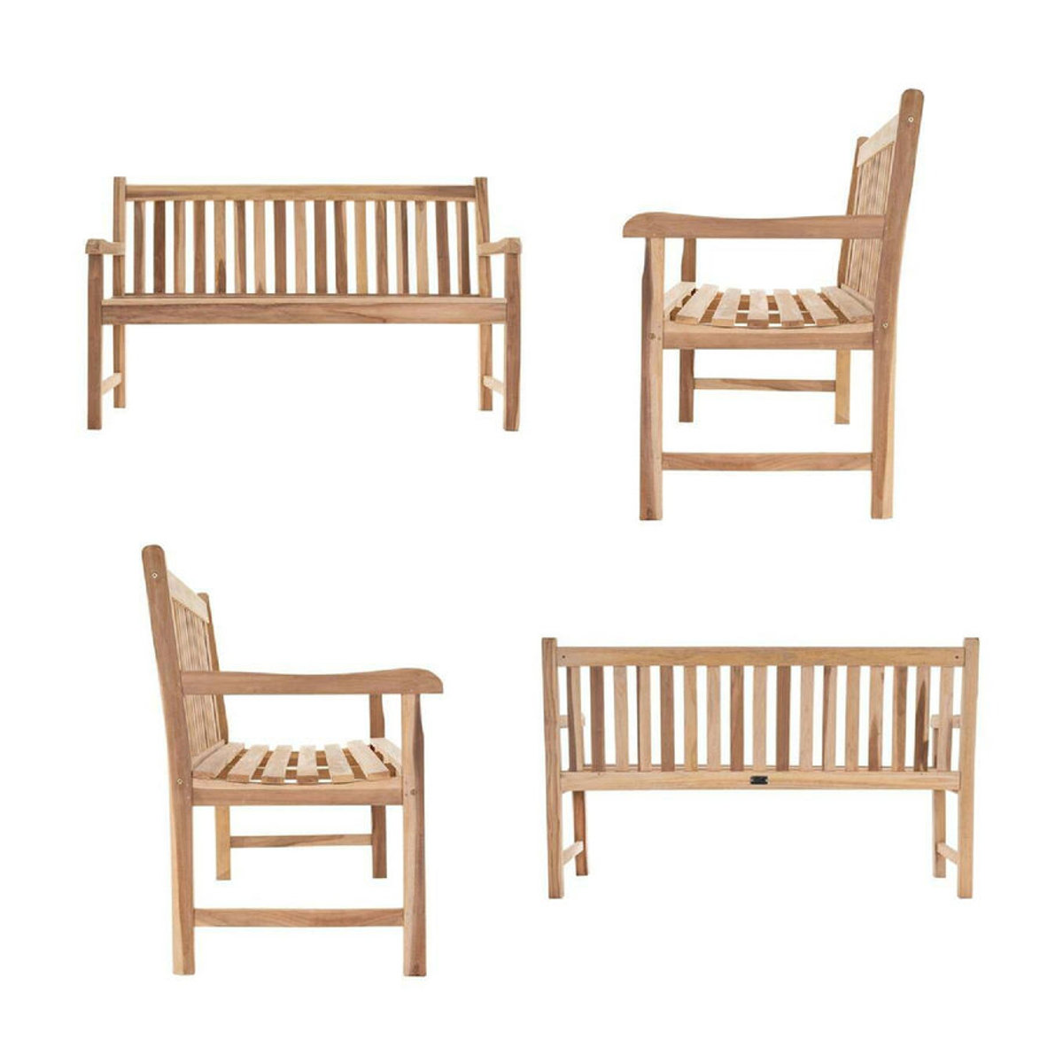 VCM 3-Sitzer Gartenbank aus Teakholz in Braun im Landhausstil, B: 60 cm, H: 90 cm, L: 150 cm - Bild 2
