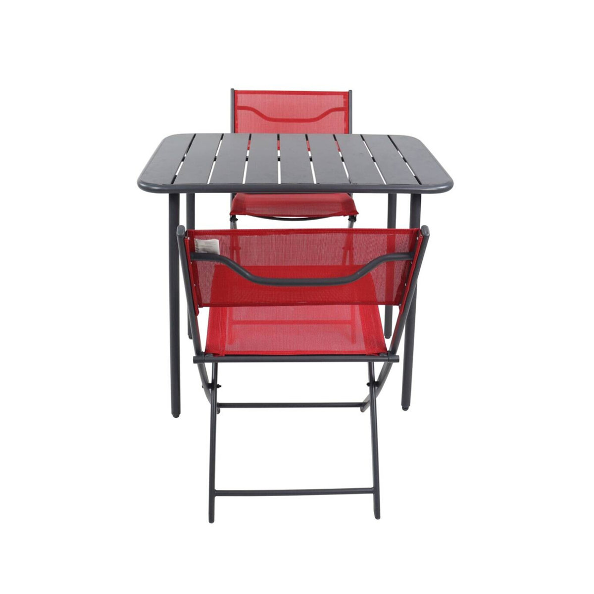 VCM 3-teilige Gartensitzgruppe Sumila in Rot aus Metall und Textilene mit Tisch und 2 Klappstühlen, B/H/L: 80 x 72 x 55 cm - Bild 2