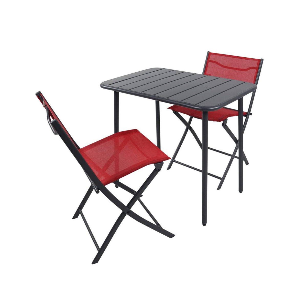 VCM 3-teilige Gartensitzgruppe Sumila in Rot aus Metall und Textilene mit Tisch und 2 Klappstühlen, B/H/L: 80 x 72 x 55 cm - Bild 3