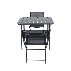 VCM 3-teiliges Balkonmöbel Set Sumila in Schwarz aus Metall und Stoff, wetterbeständig und modern, B/H/T: 80 x 72 x 55 cm